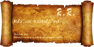 Rács Richárd névjegykártya