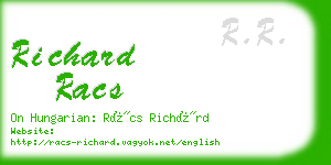 richard racs business card